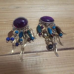 One of a kind, dangle, clip earrings